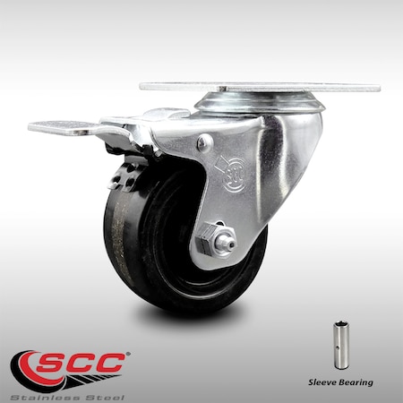 Service Caster 3 Inch SS Phenolic Top Plate Caster with Total Lock Brake SCC-SSTTL20S314-PHS